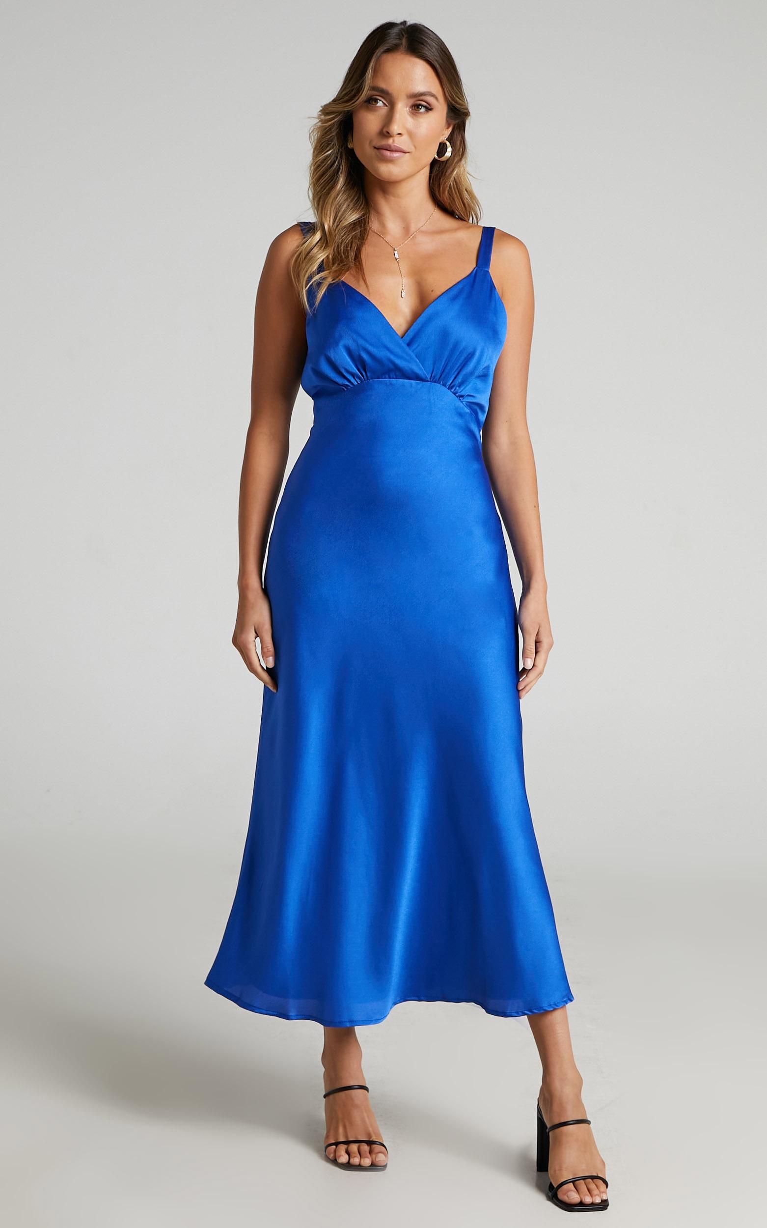 Women's Satin Midi Slip Dress - Ava & Viv™ Blue XXL